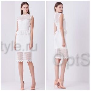 Isabel Garcia Elegant Lace Dress With Liner Peplum Ivory Off White Size Small
